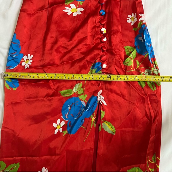 NWOT De La Vali Ohio Satin Floral Print Maxi Dress 4 - Picture 15 of 16